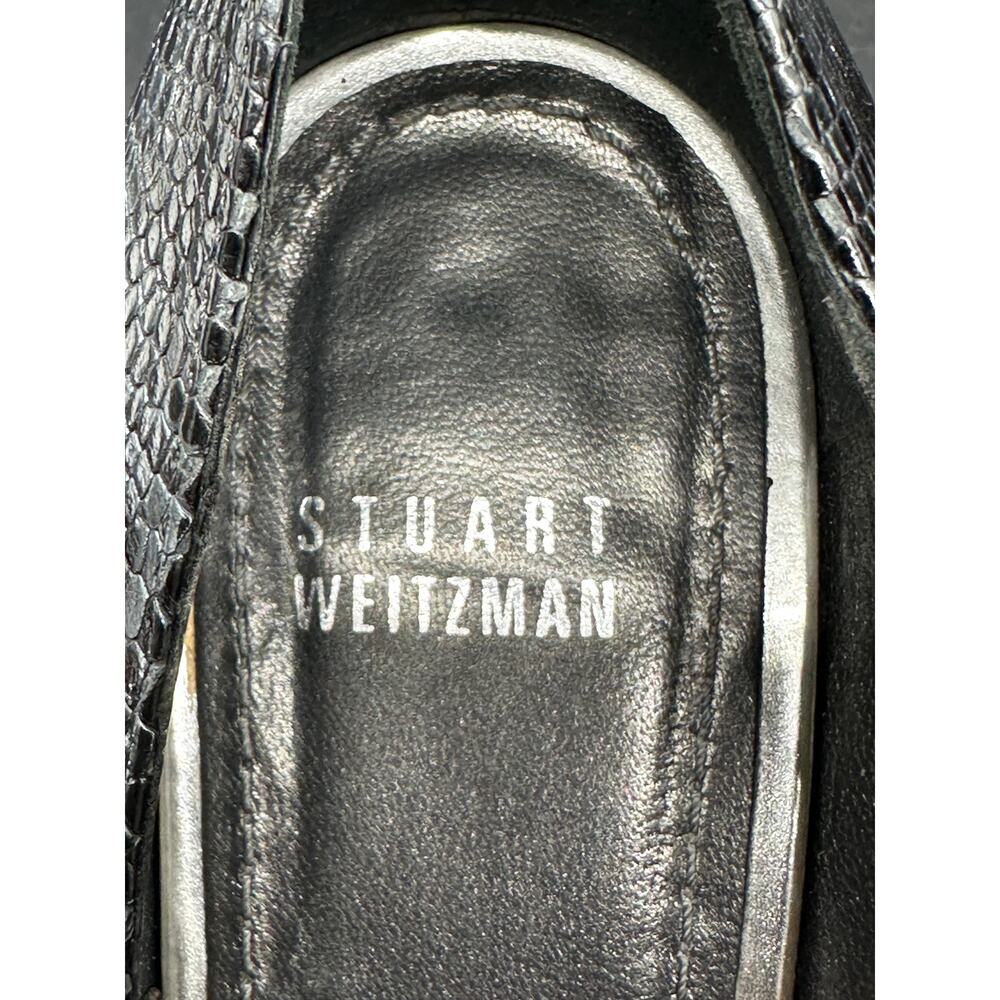 Stuart Weitzman Black Snakeskin Block Heel Pumps … - image 8